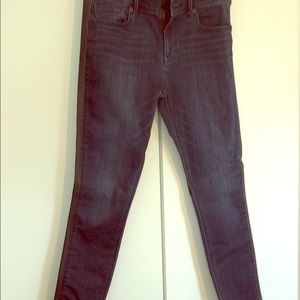 Express Denim leggings with leather piping
